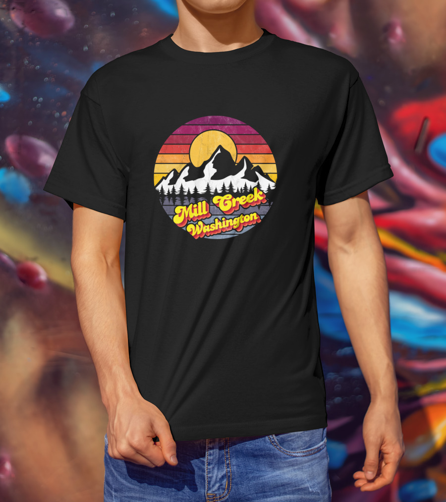 Mill Creek Washington Sunset Mountains T-Shirt