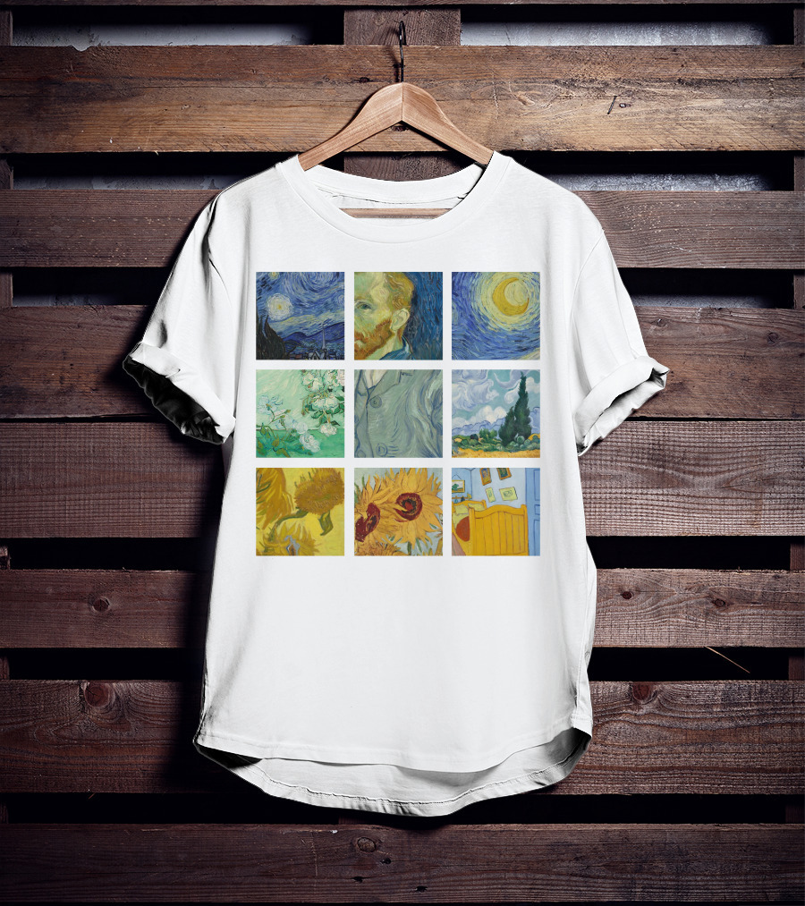 Vincent Van Gogh's Starry Night Sunflowers Bedroom Almond Blossom Cypress Self-Portrait Painting Collection 01 T-Shirt