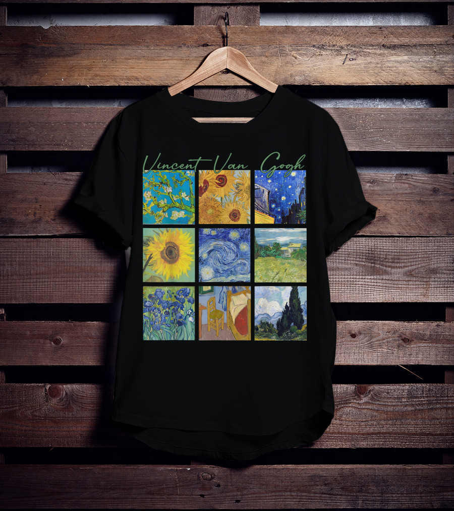 Vincent Van Gogh Almond Blossoms Sunflowers Starry Night Irises Bedroom Cypress T-Shirt