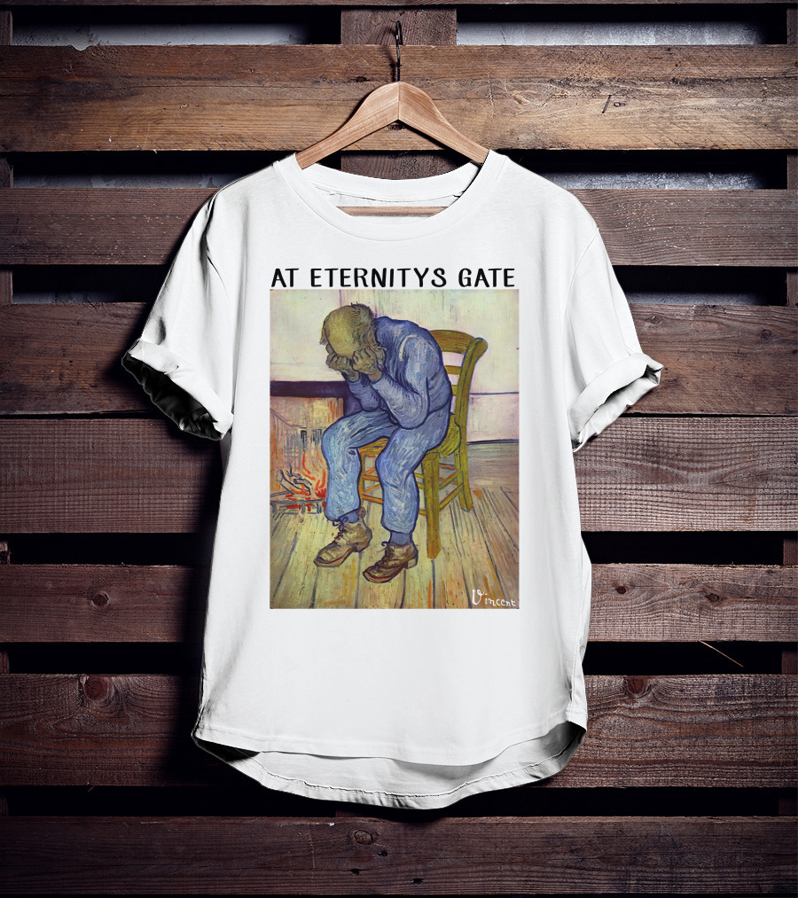 At Eternitys Gate Vincent Van Gogh Vintage Painting Chair Fire Mood T-Shirt