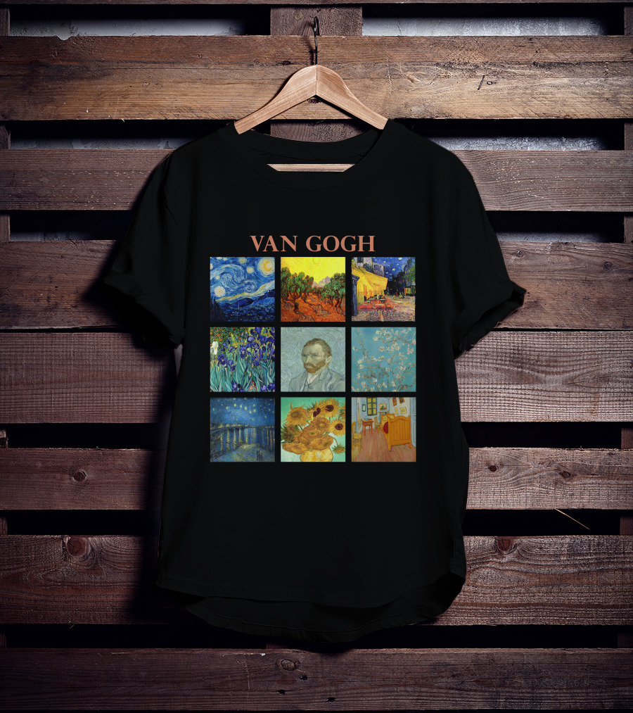 Van Gogh Starry Night Sunflowers Irises Café Terrace Almond Blossoms Portrait Bedroom T-Shirt