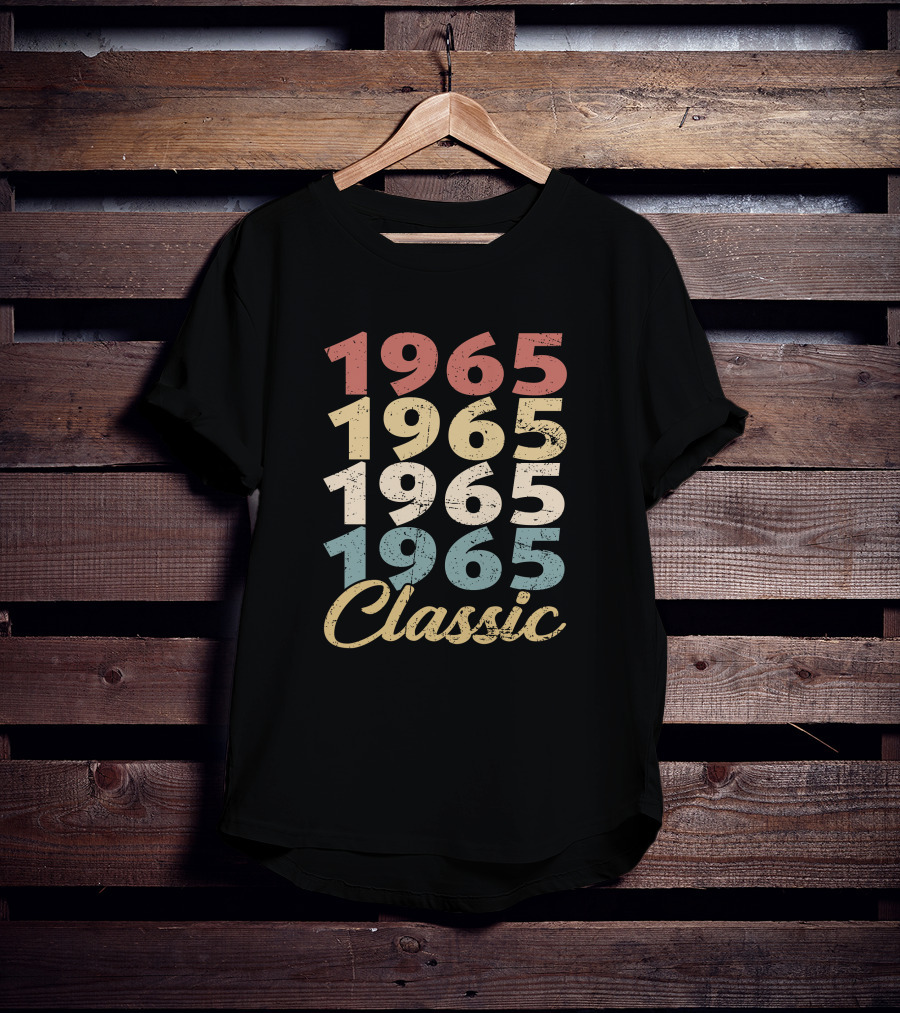 1965 Classic Vintage Retro Year Repeated Text T-Shirt