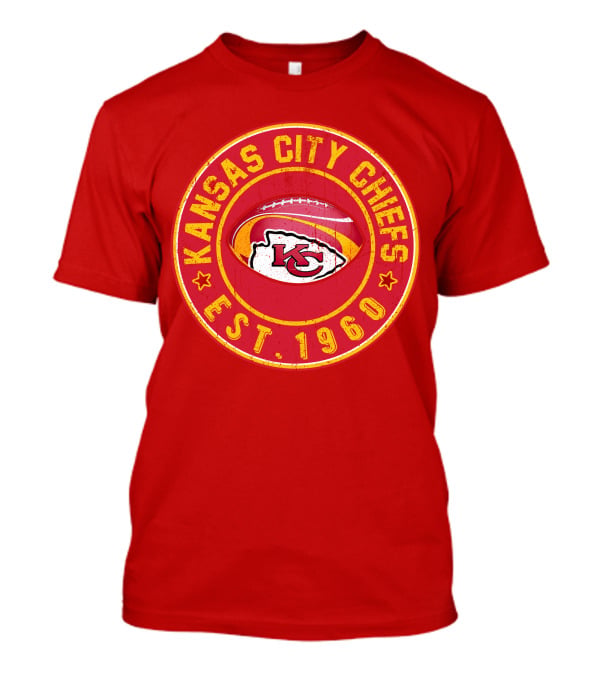 Kansas City Chiefs Est. 1960 Red Distressed Logo Vintage Football Badge T-Shirt
