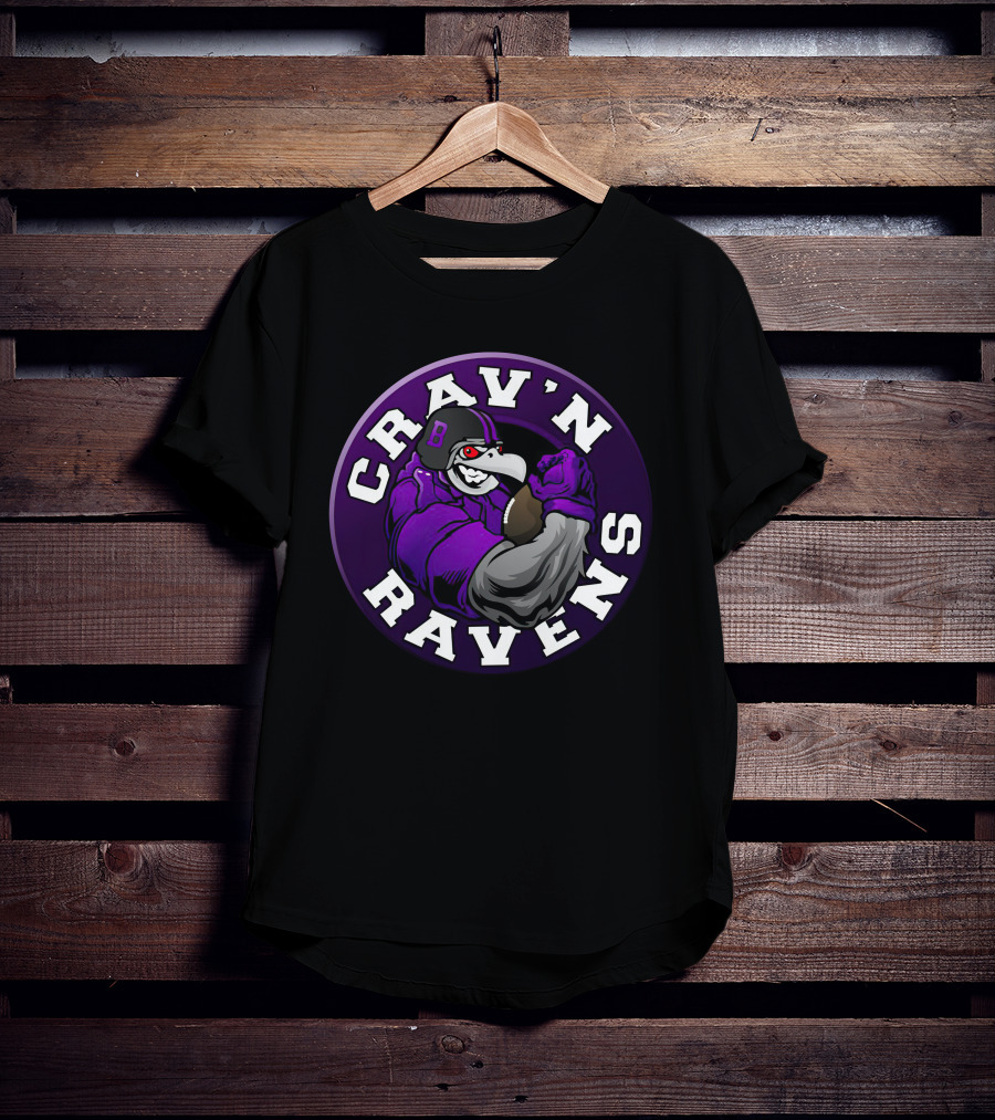Crav'n Ravens Baltimore Football Mascot Power Pose T-Shirt