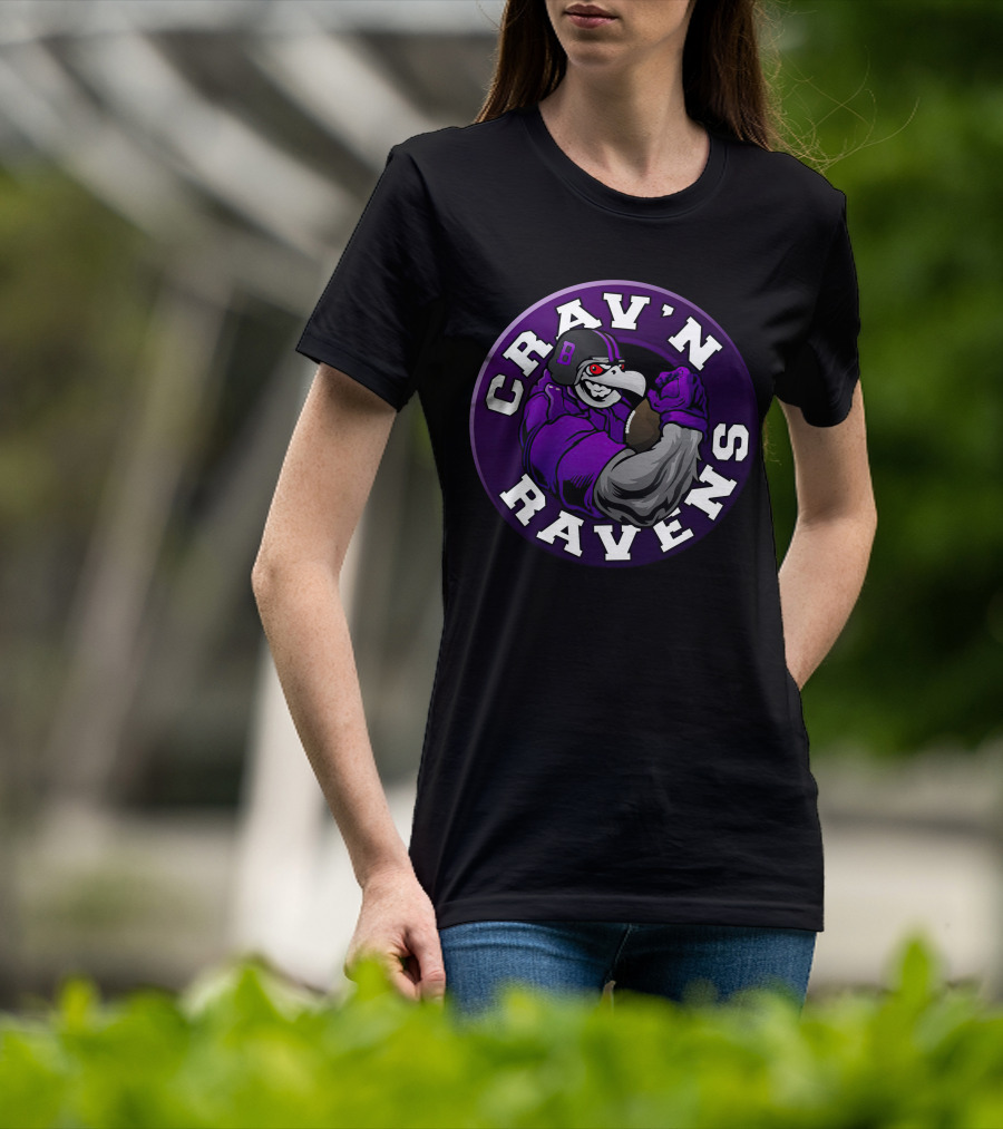 Crav'n Ravens Baltimore Football Mascot Power Pose T-Shirt