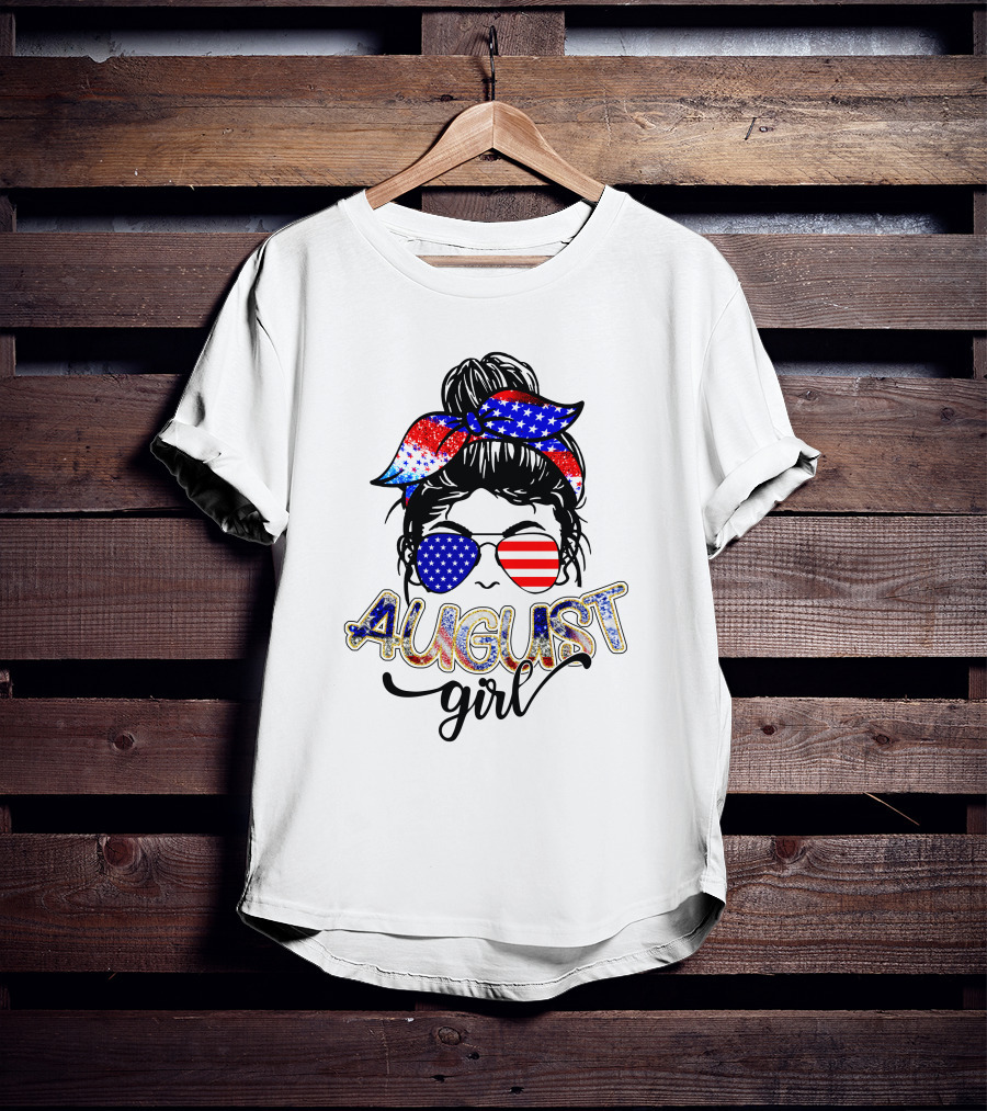 August Girl Retro American Flag Bandana Sunglasses T-Shirt