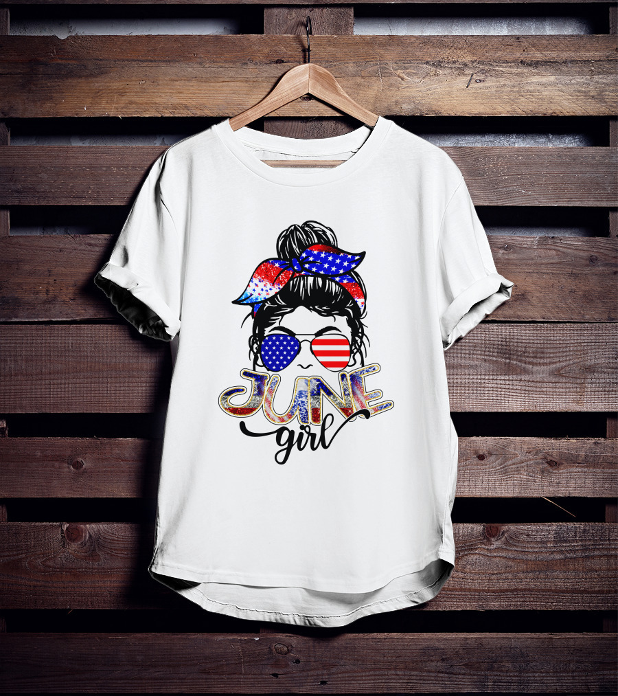 June Girl American Flag Bandana Sunglasses T-Shirt