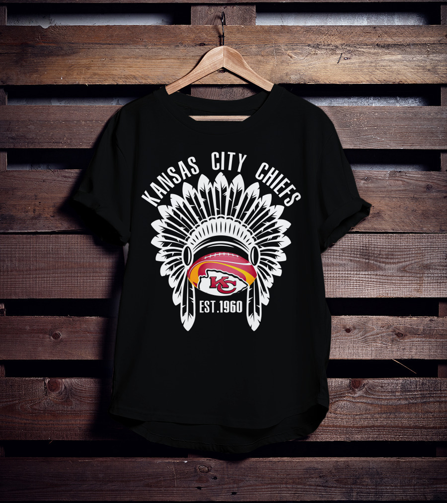 Kansas City Chiefs Est. 1960 Football Headdress T-Shirt