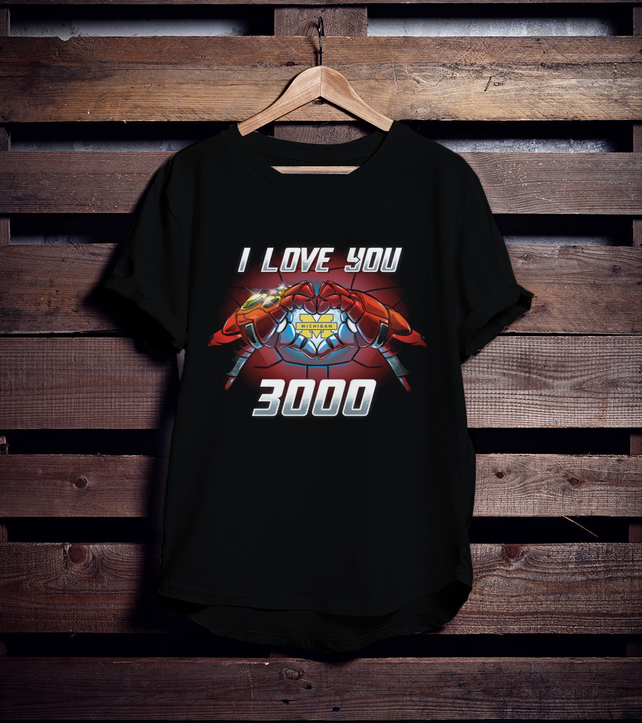I Love You Michigan 3000 Iron Man Hands T-Shirt