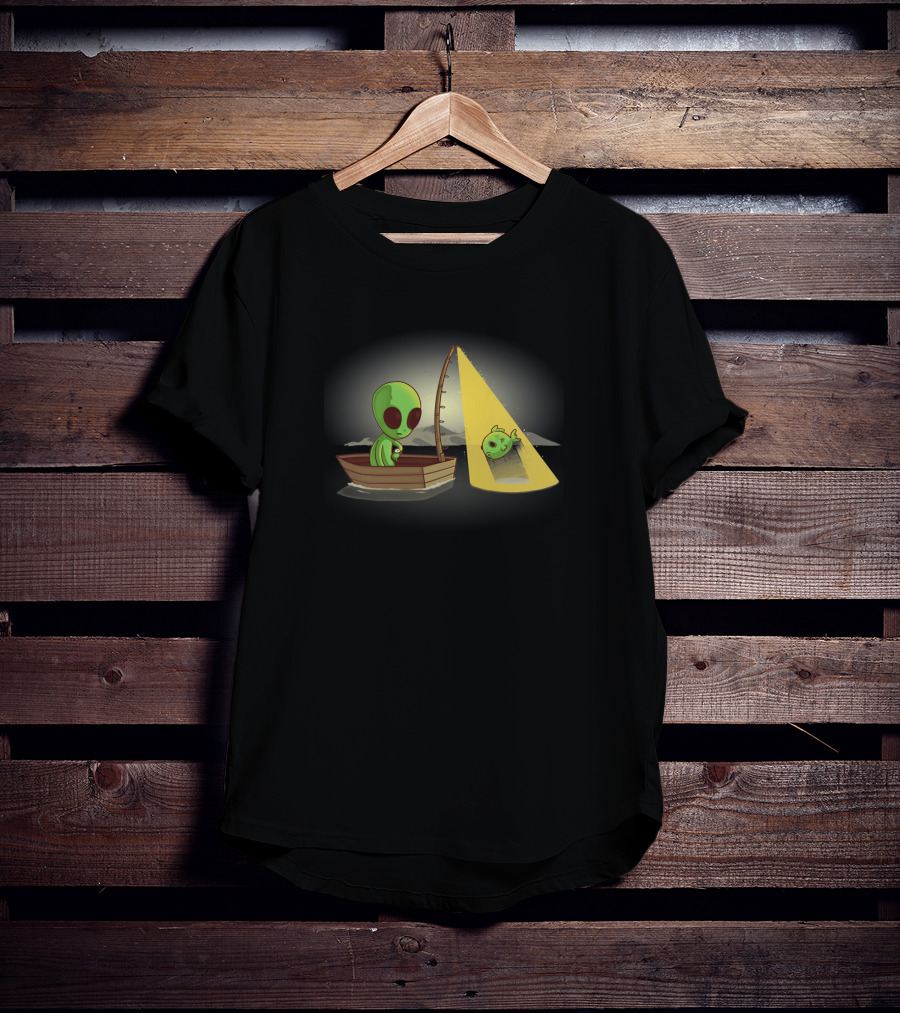 Alien Fishing UFO Light Beam Catch Boat T-Shirt