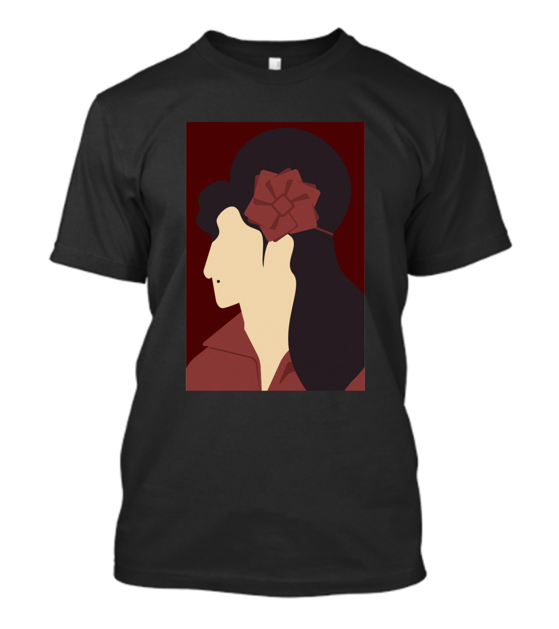 Amy Winehouse Minimalist Art Profile With Red Flower 1373543 T-Shirt