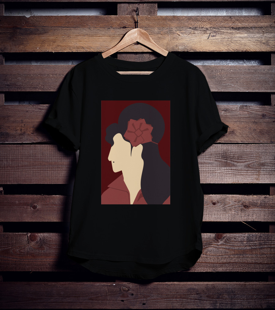 Amy Winehouse Minimalist Art Profile With Red Flower 1373543 T-Shirt