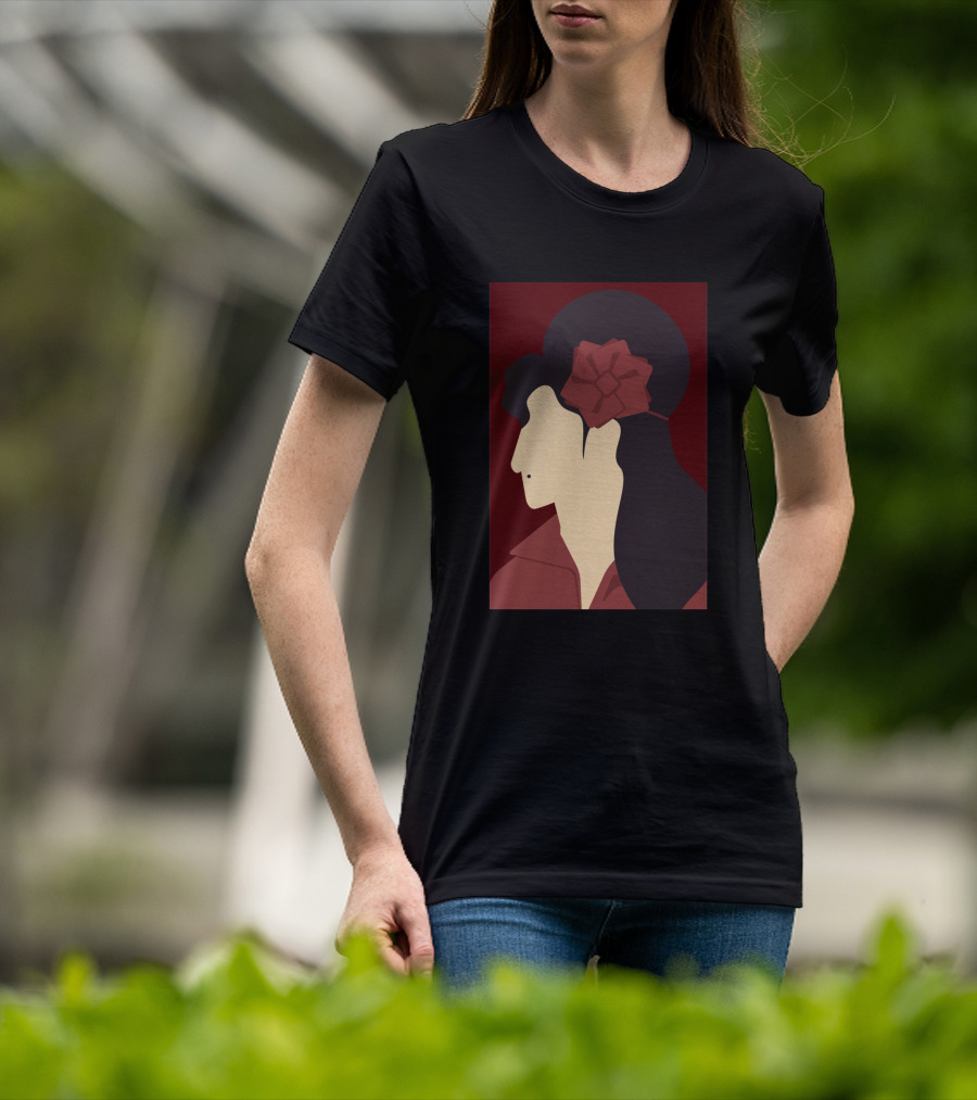 Amy Winehouse Minimalist Art Profile With Red Flower 1373543 T-Shirt