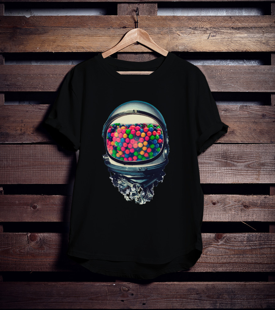 Astrogum 9339 Colorful Gumballs In Space Helmet T-Shirt