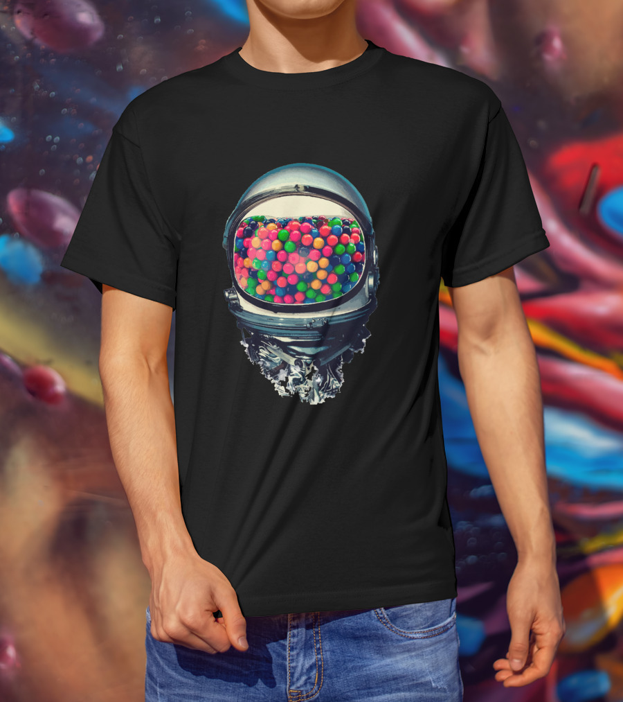Astrogum 9339 Colorful Gumballs In Space Helmet T-Shirt