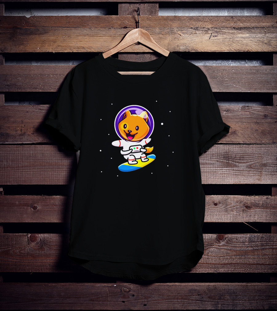 Astronomer 1392143 Space Dog Surfing In Outer Space T-Shirt