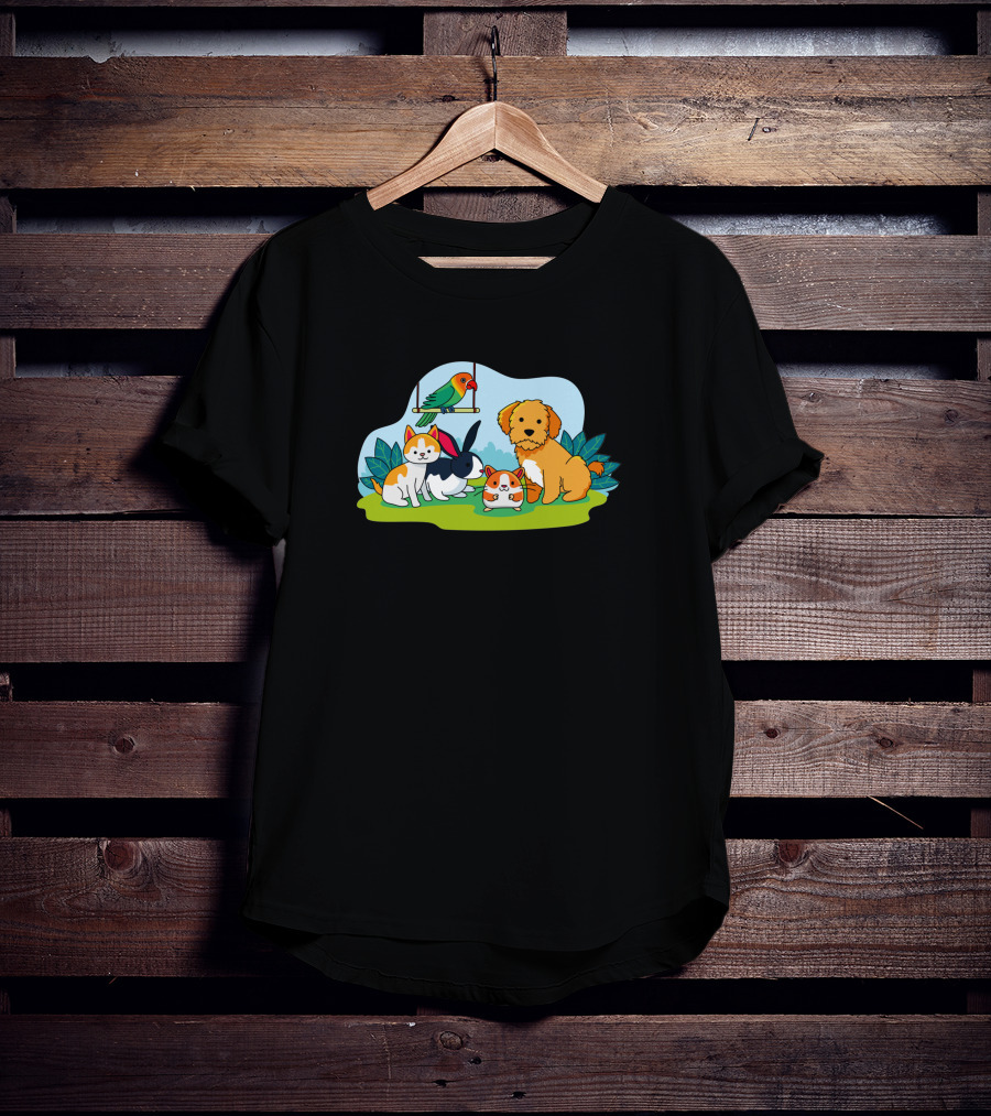 Animal Lucu Kucing Kelinci Anjing Burung 1473433 T-Shirt