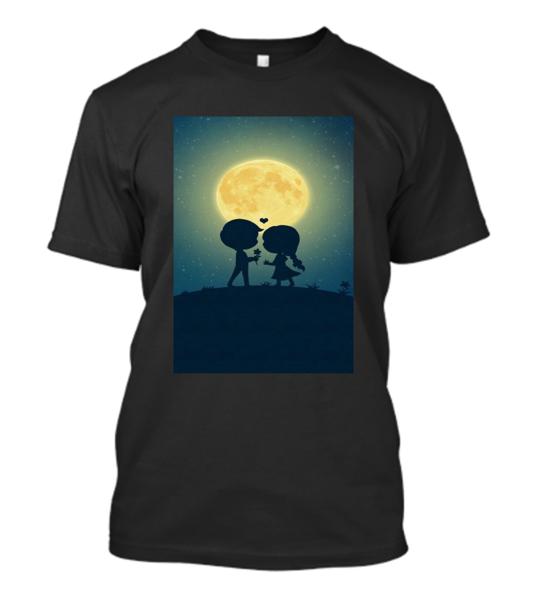 Anime 410328 Silhouette Couple Full Moon Romance T-Shirt