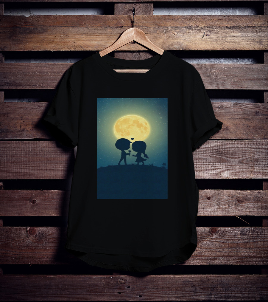 Anime 410328 Silhouette Couple Full Moon Romance T-Shirt