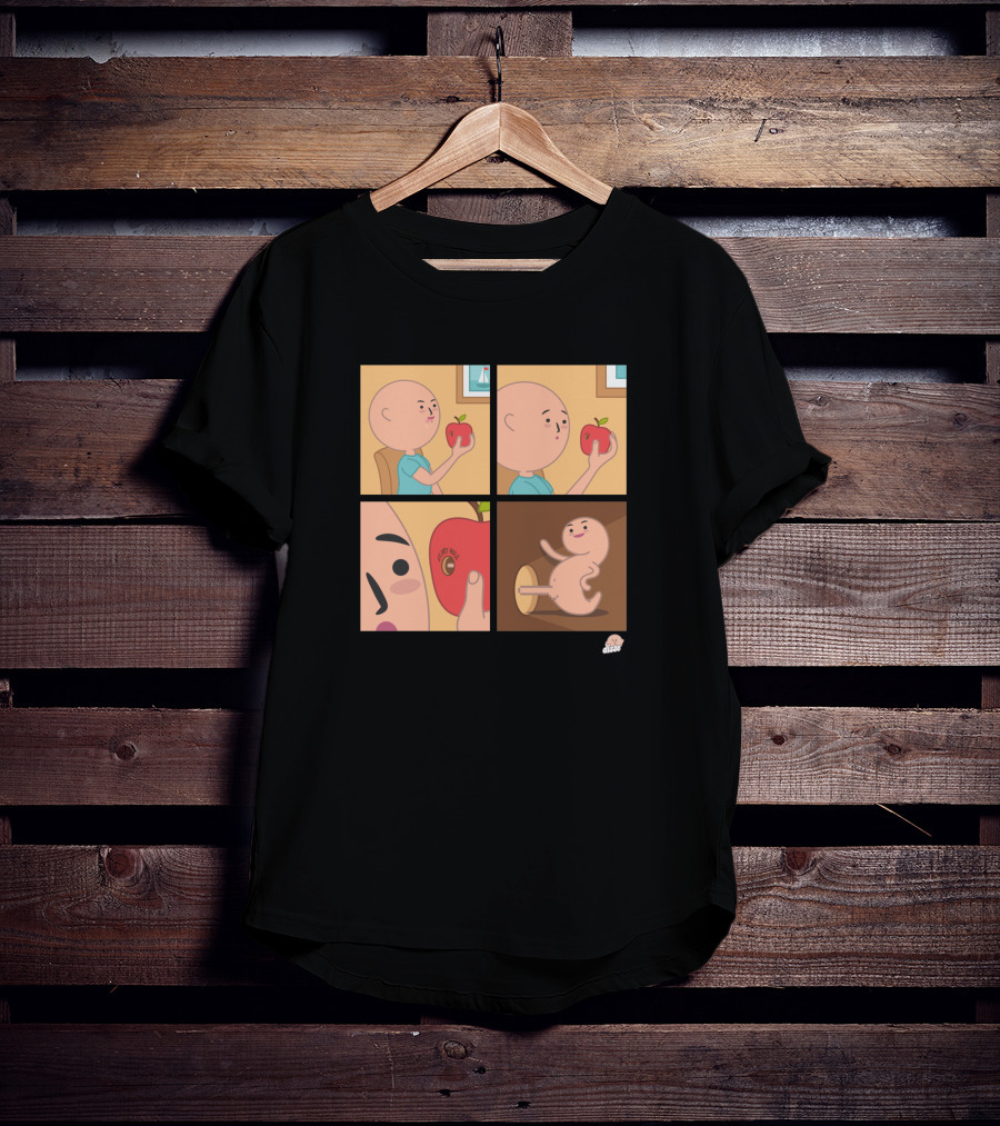 Apple Eating Surprised Baby Escape Comic T-Shirt