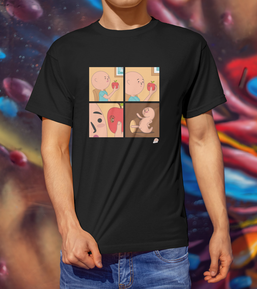 Apple Eating Surprised Baby Escape Comic T-Shirt