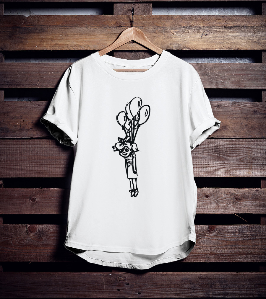 Balloon Girl With Balloons Floating Sketch 370939 T-Shirt