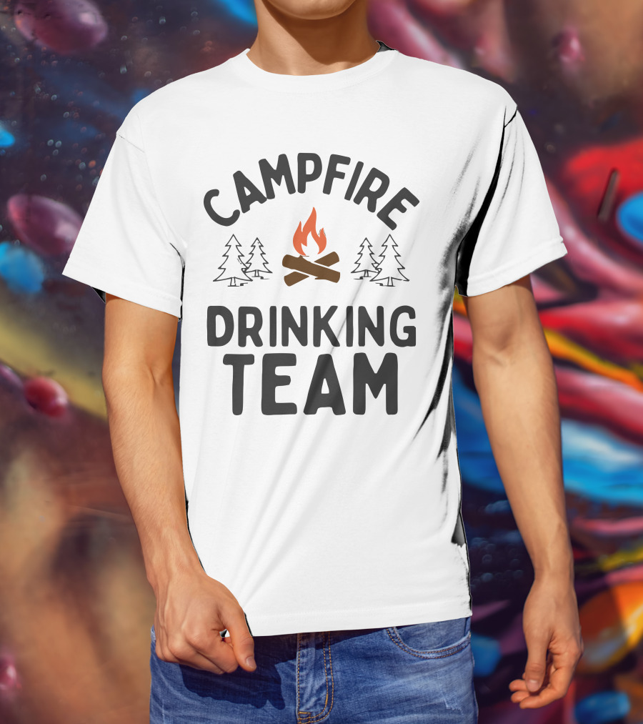 Campfire Drinking Team Camping Vectorized T-Shirt