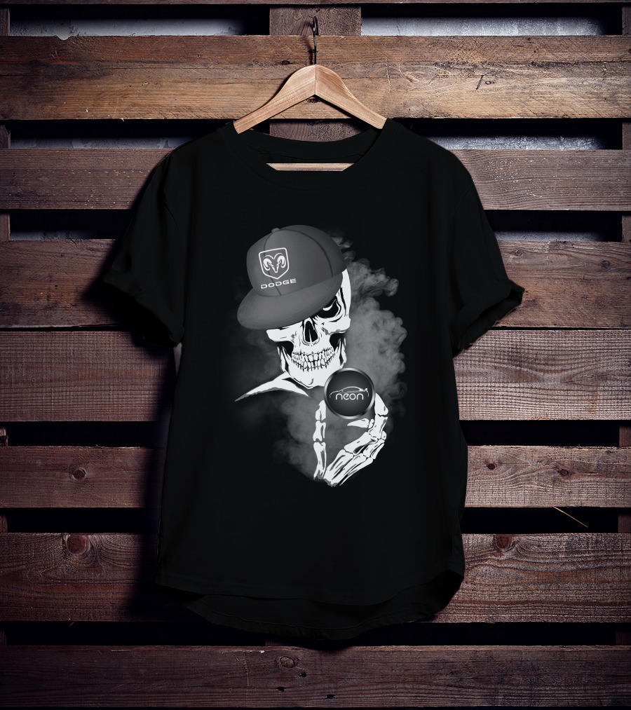 Dodge Neon Skull With Smoke And Cap T-Shirt