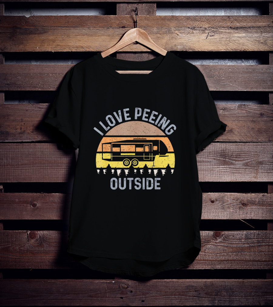 I Love Peeing Outside Camping Trailer Sunset T-Shirt