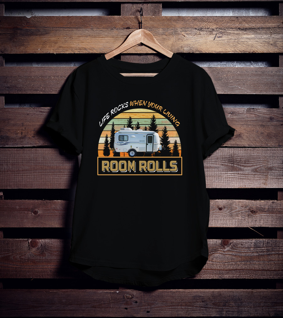 Life Rocks When Your Living Room Rolls Casita 17ft Caravan Forest Vintage Retro Camper T-Shirt