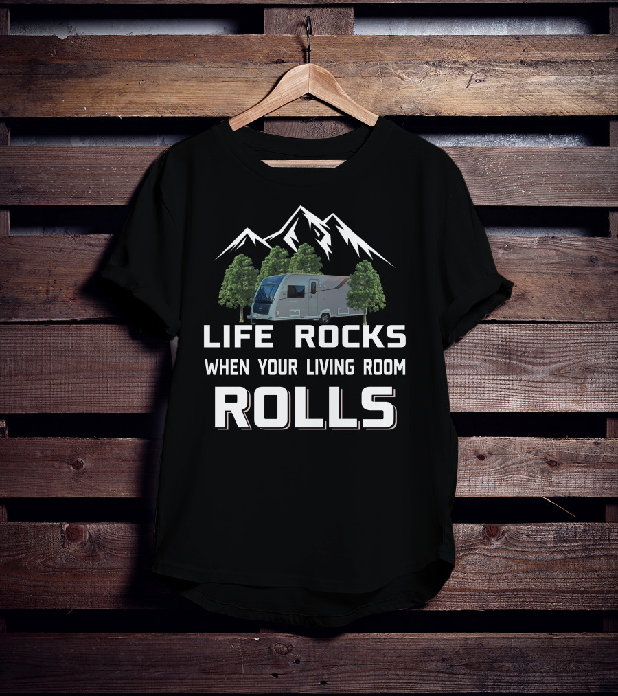 LIFE ROCKS WHEN YOUR LIVING ROOM ROLLS Elddis Crusader T-Shirt