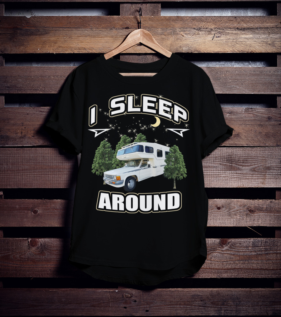 1987 Toyota Sunrader I Sleep Around Camper Moon Trees T-Shirt