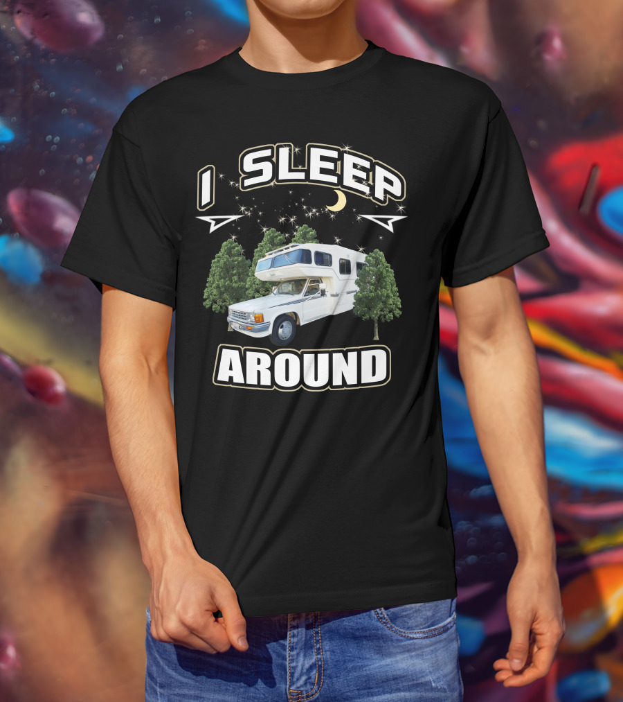 1987 Toyota Sunrader I Sleep Around Camper Moon Trees T-Shirt