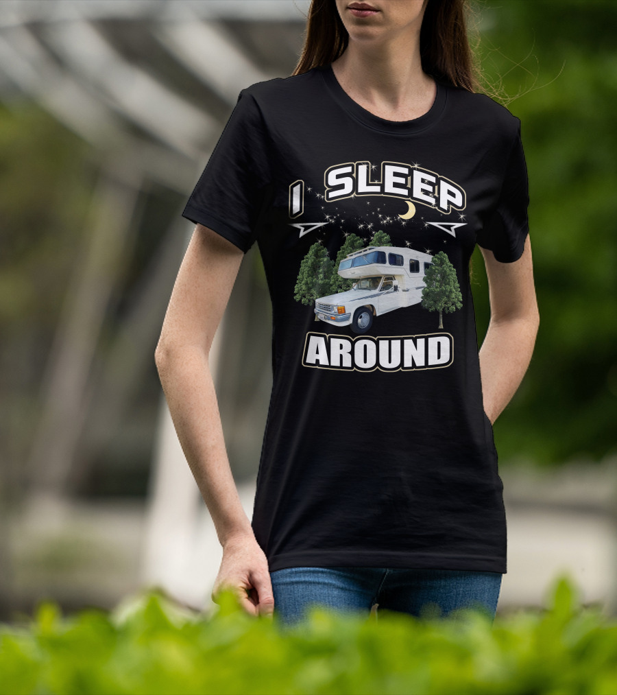 1987 Toyota Sunrader I Sleep Around Camper Moon Trees T-Shirt
