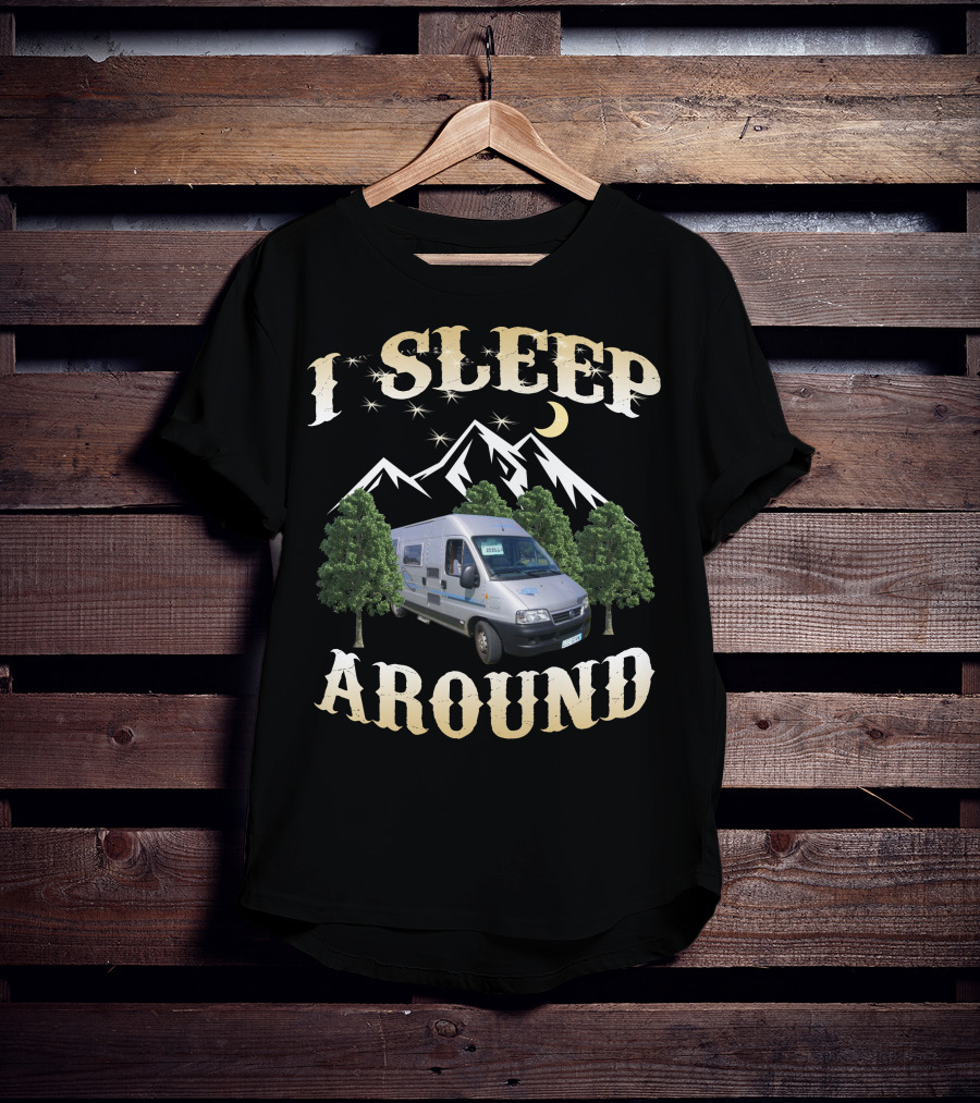 I SLEEP AROUND Adria Twin Campervan Mountain Adventure Camping T-Shirt