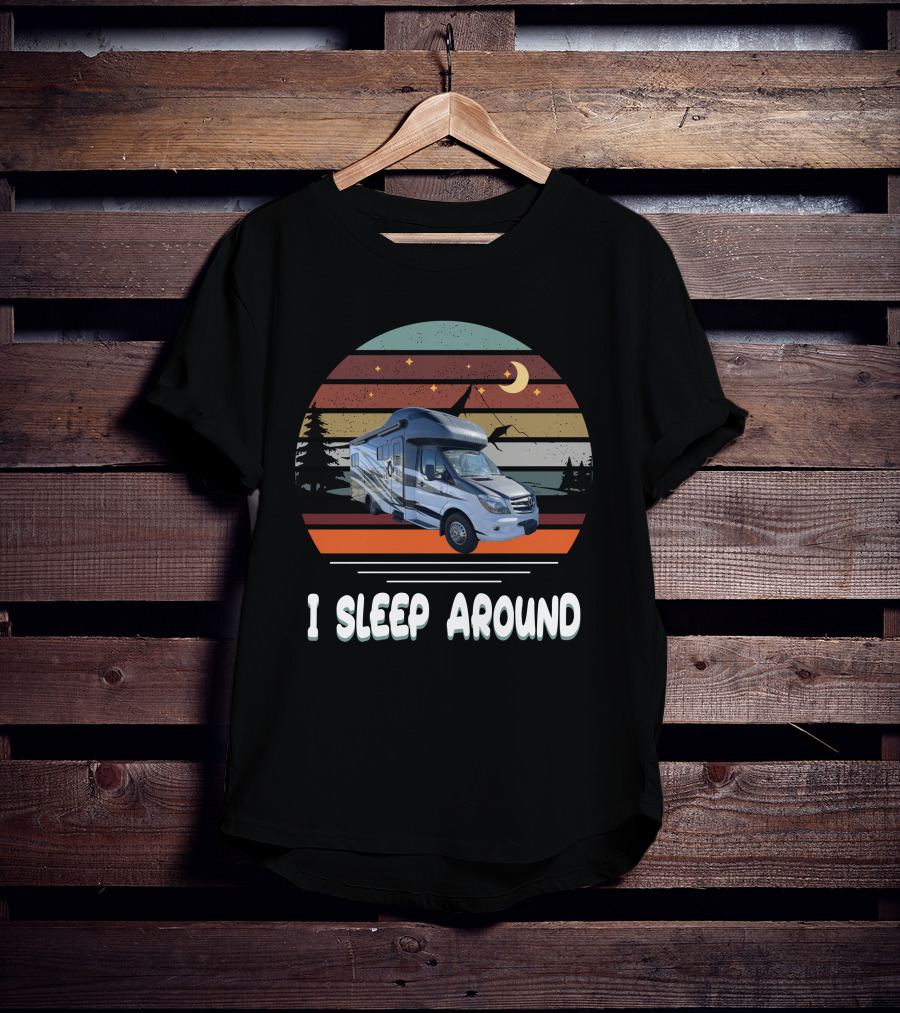 I Sleep Around Tiffin Wayfarer Retro RV Camping Moon Stars T-Shirt
