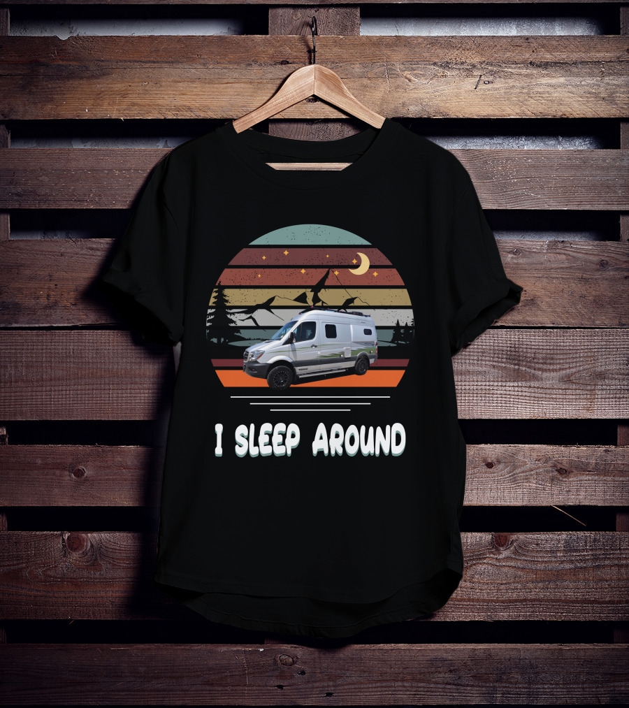Winnebago Revel 4X4 I Sleep Around Retro Van Life Camping Adventure T-Shirt