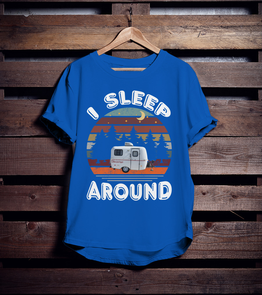 I Sleep Around Scamp Travel Trailers Night Trees Moon Stars T-Shirt