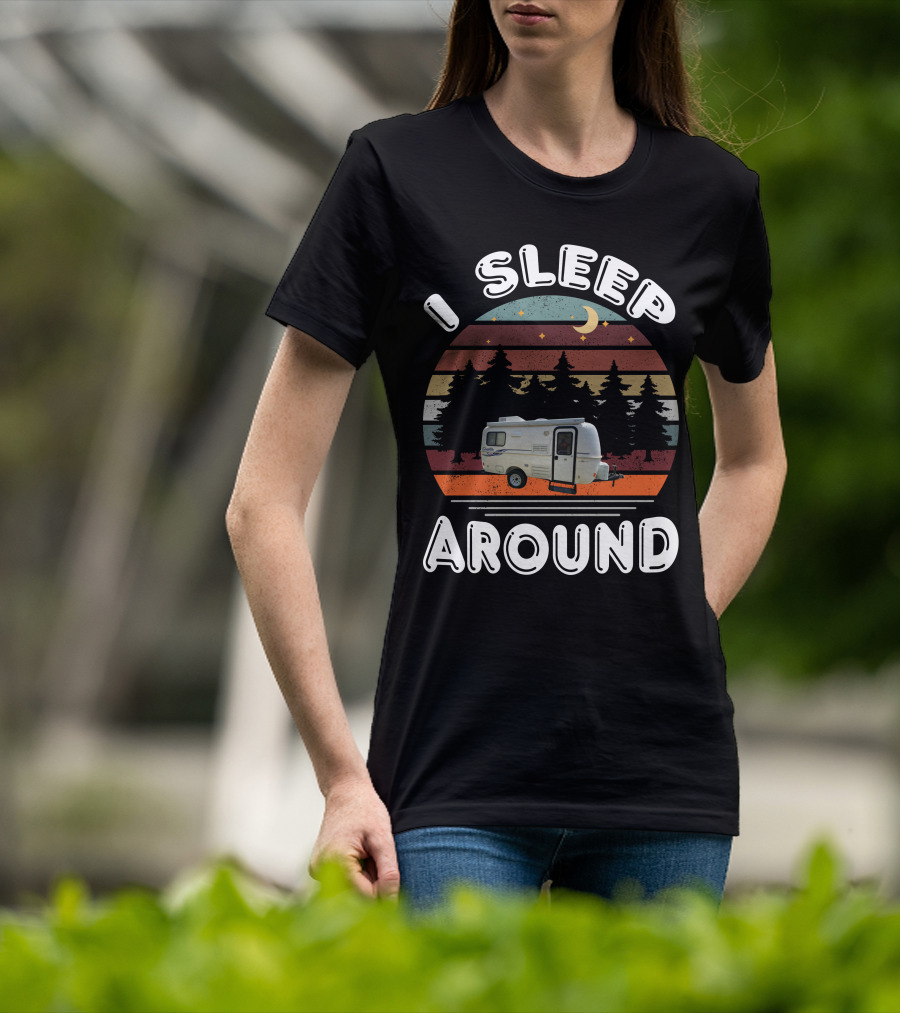 I Sleep Around Casita 1 Camper Vintage Sunset Pines T-Shirt