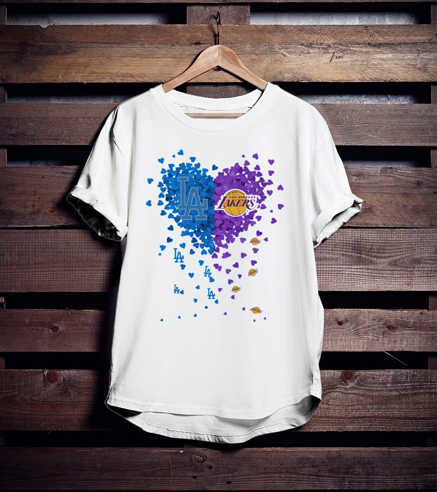 Los Angeles Lakers And LA Dodgers Heart T-Shirt