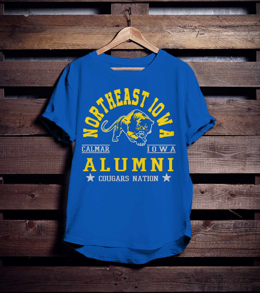 Northeast Iowa Calmar Iowa Alumni Cougars Nation T-Shirt