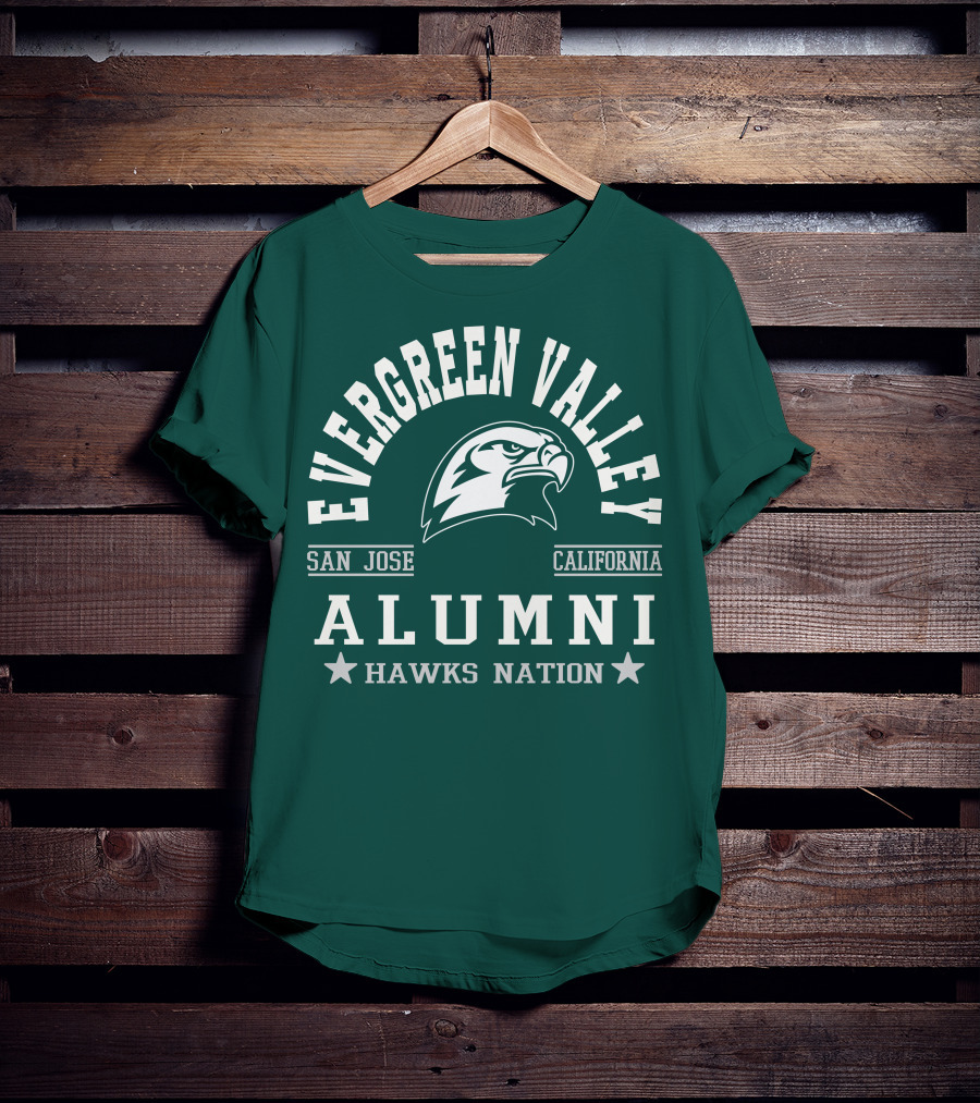Evergreen Valley San Jose California Alumni Hawks Nation T-Shirt