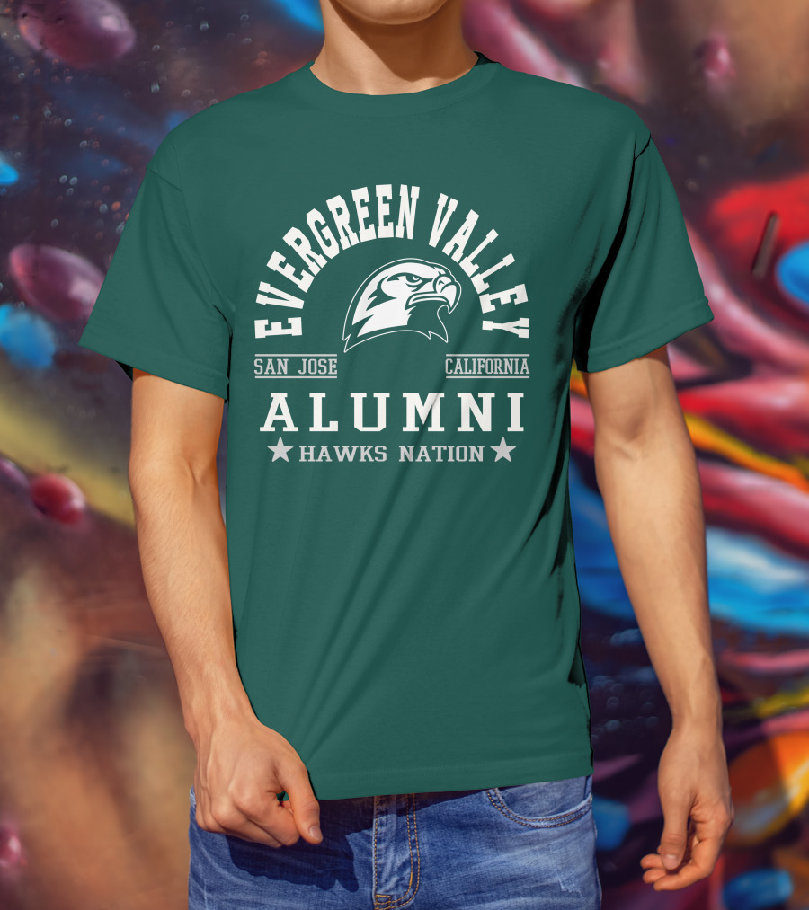 Evergreen Valley San Jose California Alumni Hawks Nation T-Shirt
