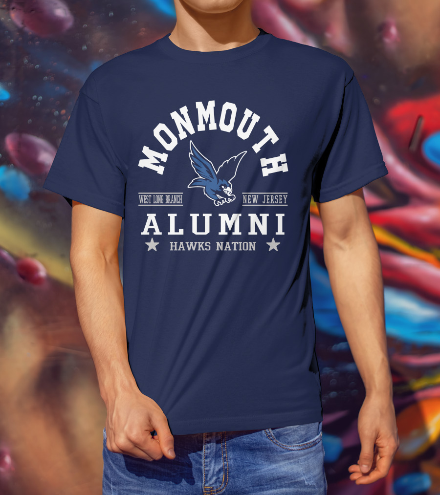Monmouth College Alumni Hawks Nation West Long Branch New Jersey T-Shirt