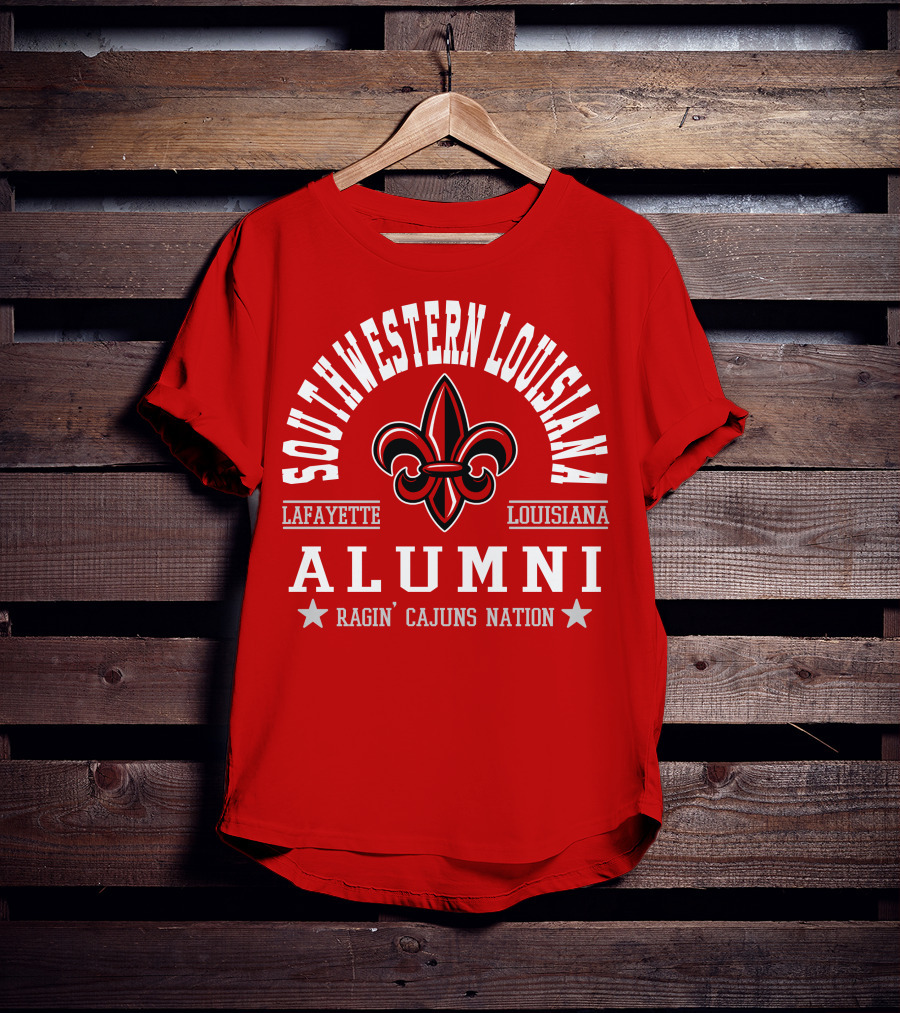 Southwestern Louisiana Alumni Ragin' Cajuns Nation Fleur-de-Lis Lafayette T-Shirt
