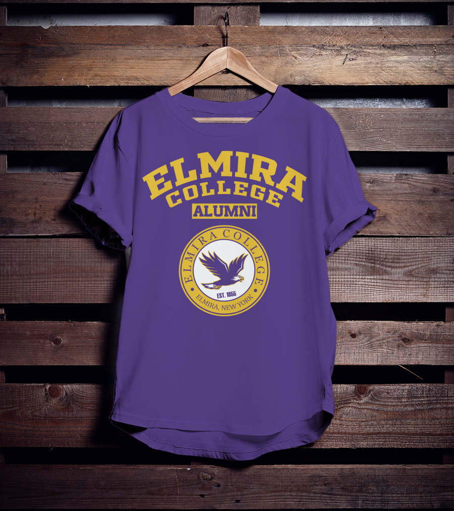 Elmira College Alumni Est. 1855 Purple And Gold Logo With Eagle Emblem T-Shirt