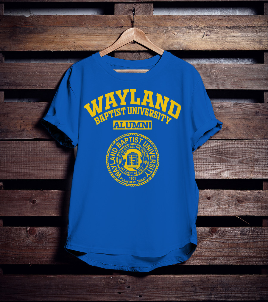Wayland Baptist University Alumni Seal 1908 Plainview Texas Blue And Gold T-Shirt