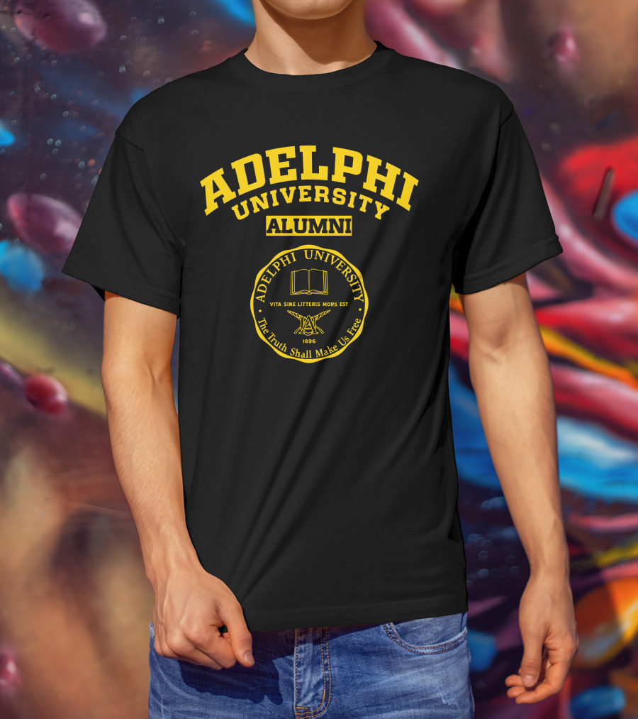 Adelphi University Alumni Seal Vita Sine Litteris Mors Est 1896 The Truth Shall Make Us Free T-Shirt