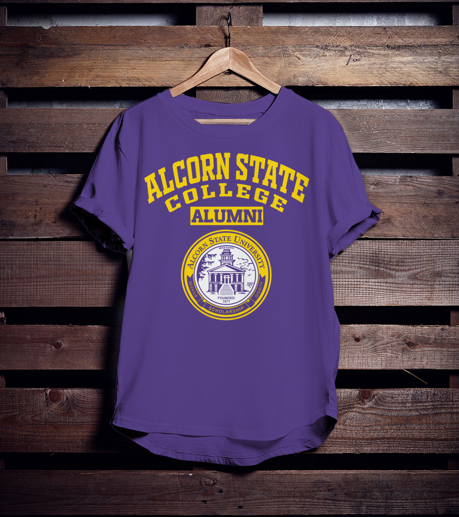 Alcorn State College Alumni Alcorn State University Badge Established 1871 Service Scholarship Dignity T-Shirt