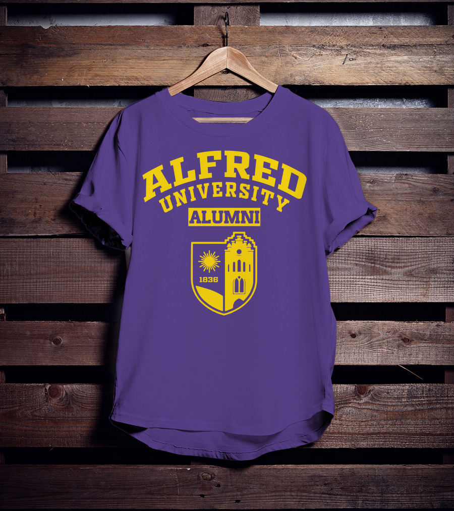 Alfred University Alumni 1836 Purple And Yellow Crest T-Shirt